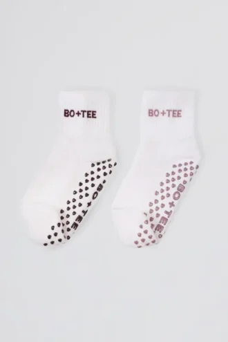 Set di 2 paia di calzini da pilates in bianco