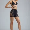 Shorts a vita alta decorati Bonnie in nero Shorts a vita alta decorati Bonnie in nero