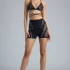 Shorts a vita alta decorati Bonnie in nero Shorts a vita alta decorati Bonnie in nero