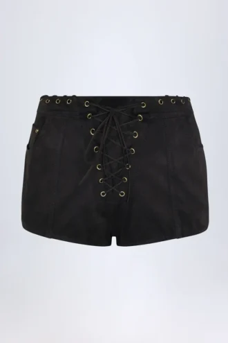 Shorts a vita media con lacci Parva in nero