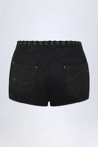 Shorts a vita media con lacci Parva in nero