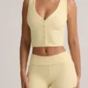 Shorts a vita media con risvolto Lisha in modal a coste, giallo crema Shorts a vita media con risvolto Lisha in modal a coste, giallo crema