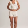 Shorts a vita media con risvolto Nina in modal con stampa floreale Shorts a vita media con risvolto Nina in modal con stampa floreale