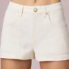 Shorts Beata a vita alta e linea ad A in lavaggio ecru Shorts Beata a vita alta e linea ad A in lavaggio ecru