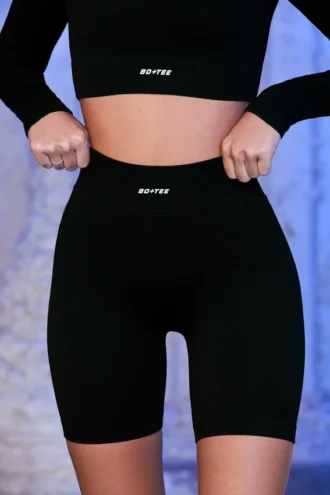 Shorts da ciclista a coste in nero