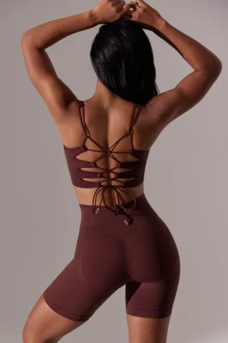 Shorts da ciclista a vita alta Super Sculpt in bordeaux