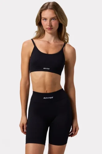 Reggiseno sportivo FlexiRib con scollo rotondo e allacciatura sul retro, colore nero