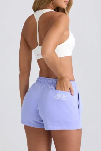 Shorts in felpa a vita media in blu pervinca