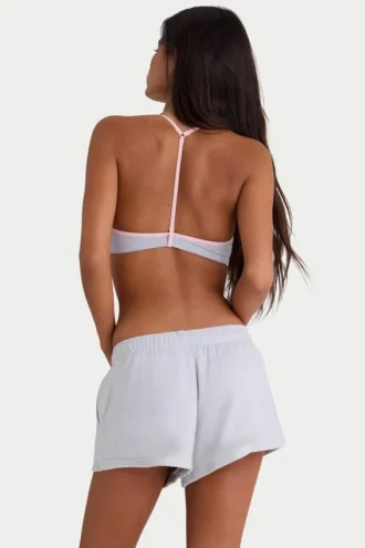 Shorts mini elasticizzati in jersey spazzolato, colore grigio nebbia