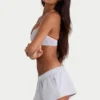 Shorts mini elasticizzati in jersey spazzolato, colore grigio nebbia Shorts mini elasticizzati in jersey spazzolato, colore grigio nebbia