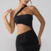 Shyla Vestito corto in jersey elasticizzato con ruches e cut-out, nero Shyla Vestito corto in jersey elasticizzato con ruches e cut-out, nero