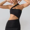 Shyla Vestito corto in jersey elasticizzato con ruches e cut-out, nero Shyla Vestito corto in jersey elasticizzato con ruches e cut-out, nero