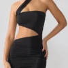 Shyla Vestito corto in jersey elasticizzato con ruches e cut-out, nero Shyla Vestito corto in jersey elasticizzato con ruches e cut-out, nero