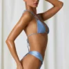 Slip a perizoma con ruches Mahina in azzurro