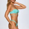 Slip Bikini a perizoma con ruches Cagliari in stampa blu multicolore Slip Bikini a perizoma con ruches Cagliari in stampa blu multicolore