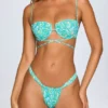 Slip Bikini a perizoma con ruches Cagliari in stampa blu multicolore Slip Bikini a perizoma con ruches Cagliari in stampa blu multicolore