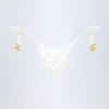 Slip Bikini a perline con lacci laterali Cebu in bianco leopardato hotfix Slip Bikini a perline con lacci laterali Cebu in bianco leopardato hotfix