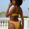 Slip Bikini a vita bassa in tessuto stropicciato color Marigold Slip Bikini a vita bassa in tessuto stropicciato color Marigold