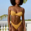Slip Bikini a vita bassa in tessuto stropicciato color Marigold Slip Bikini a vita bassa in tessuto stropicciato color Marigold