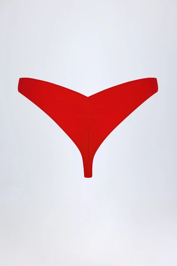 Slip Bikini Cheeky con ruches Pacifico in rosso fuoco Slip Bikini Cheeky con ruches Pacifico in rosso fuoco