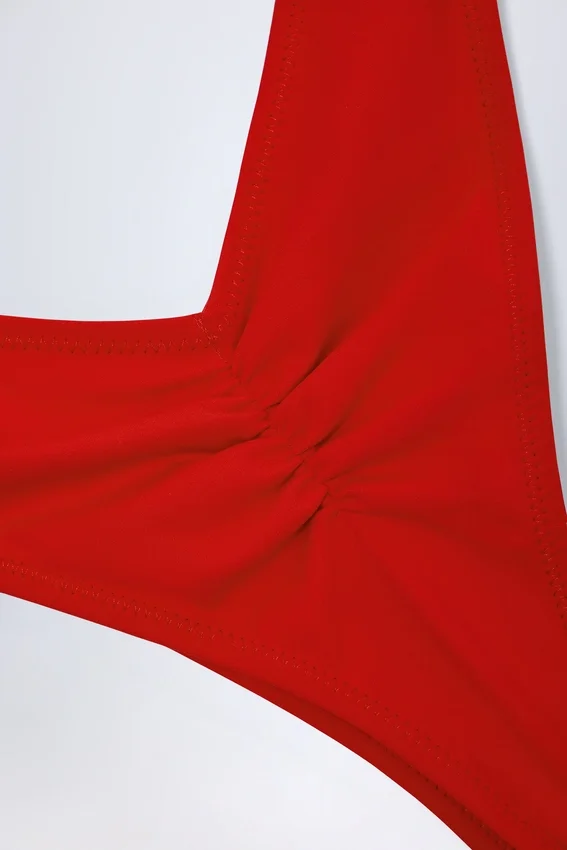 Slip Bikini Cheeky con ruches Pacifico in rosso fuoco Slip Bikini Cheeky con ruches Pacifico in rosso fuoco