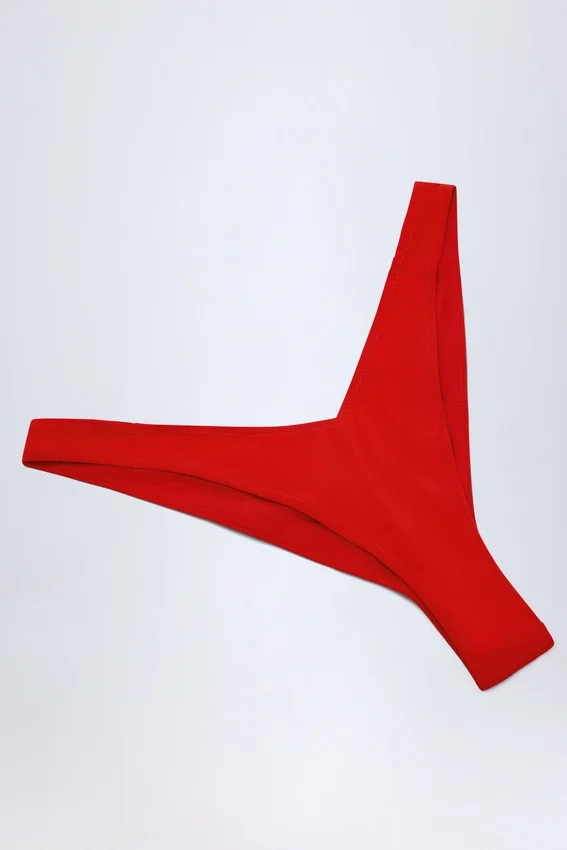 Slip Bikini Cheeky con ruches Pacifico in rosso fuoco Slip Bikini Cheeky con ruches Pacifico in rosso fuoco