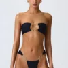 Slip Bikini Cheeky con spalline larghe e decorazioni Sunray in nero Slip Bikini Cheeky con spalline larghe e decorazioni Sunray in nero