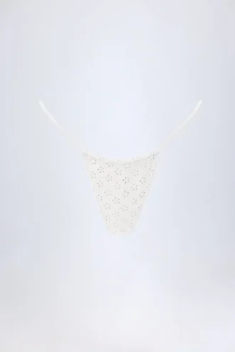 Slip Bikini con coulisse Bosa in broderie anglaise, bianco Slip Bikini con coulisse Bosa in broderie anglaise, bianco