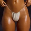 Slip Bikini con coulisse da Costumi da Bagno decorato in bianco Slip Bikini con coulisse da Costumi da Bagno decorato in bianco