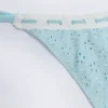 Slip Bikini con lacci laterali Vernazza in broderie anglaise, colore blu polvere Slip Bikini con lacci laterali Vernazza in broderie anglaise, colore blu polvere