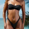 Slip Bikini con ruches decorati Pacifico in nero Slip Bikini con ruches decorati Pacifico in nero