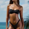 Slip Bikini con ruches decorati Pacifico in nero Slip Bikini con ruches decorati Pacifico in nero