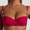 Slip Bikini con spalline larghe impreziosite da perline in rosa lampone Slip Bikini con spalline larghe impreziosite da perline in rosa lampone