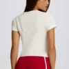 T-shirt corta con grafica in avorio T-shirt corta con grafica in avorio