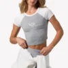 T-shirt corta con stampa grafica in grigio melange