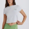 T-shirt corta con stampa in grigio melange T-shirt corta con stampa in grigio melange