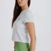 T-shirt corta con stampa in grigio melange T-shirt corta con stampa in grigio melange