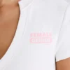T-shirt corta in jersey di cotone elasticizzato con stampa grafica in bianco