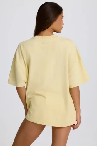 T-shirt oversize con stampa in giallo limone