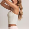 Top a canotta con scollo quadrato in modal Lai, bianco Top a canotta con scollo quadrato in modal Lai, bianco