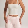 Top a canotta con scollo quadrato in modal Lai, bianco Top a canotta con scollo quadrato in modal Lai, bianco