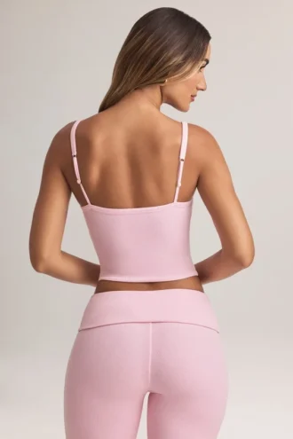 Top a canotta con scollo quadrato in modal Lai, rosa pastello