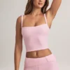 Top a canotta con scollo quadrato in modal Lai, rosa pastello Top a canotta con scollo quadrato in modal Lai, rosa pastello