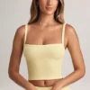 Top a canotta con scollo quadrato Lai in Modal, color sorbetto al limone