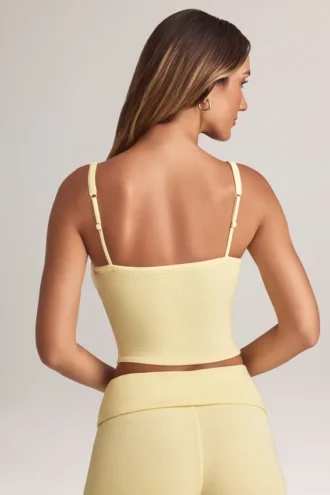 Top a canotta con scollo quadrato Lai in Modal, color sorbetto al limone