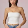 Top a canotta Hania in modal con ricamo inglese, bianco Top a canotta Hania in modal con ricamo inglese, bianco