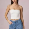 Top a canotta Hania in modal con ricamo inglese, bianco Top a canotta Hania in modal con ricamo inglese, bianco