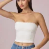 Top a canotta Hania in modal con ricamo inglese, bianco Top a canotta Hania in modal con ricamo inglese, bianco