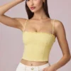 Top a canotta Hania in Modal con ricamo inglese, giallo limone Top a canotta Hania in Modal con ricamo inglese, giallo limone