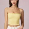 Top a canotta Hania in Modal con ricamo inglese, giallo limone Top a canotta Hania in Modal con ricamo inglese, giallo limone